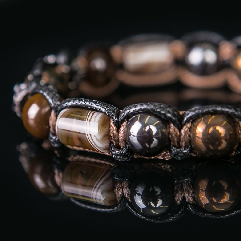 Mens Crown Bracelet Tiger Eye Hematite Black Elegant Braided Stone Bracelet 10mm Success Jewelry Gift For Boyfriend