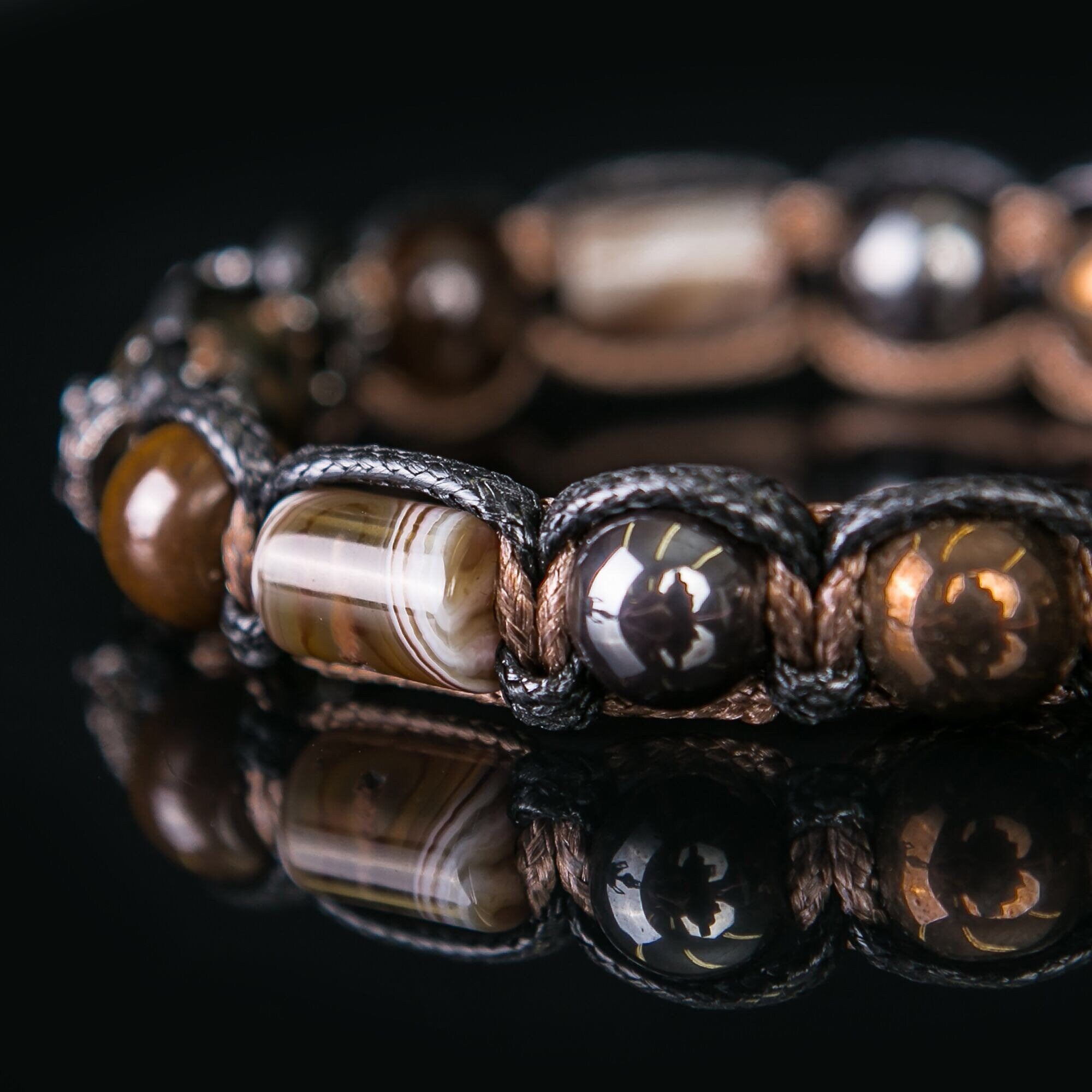 Mens Crown Bracelet Tiger Eye Hematite Black Elegant Braided Stone Bracelet 10mm Success Jewelry Gift For Boyfriend