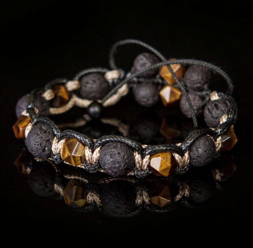 Tiger Eye Bracelet for Men – Protection Lava Rock  Black Onyx – Spiritual Gift – Grounding Energy Healing Jewelry – Matte Beads