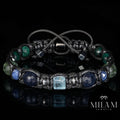 Men’s bracelet Natural Sapphire Blue Topaz • Meaningful Gift for Him Luxury Black Cord Bracelet
