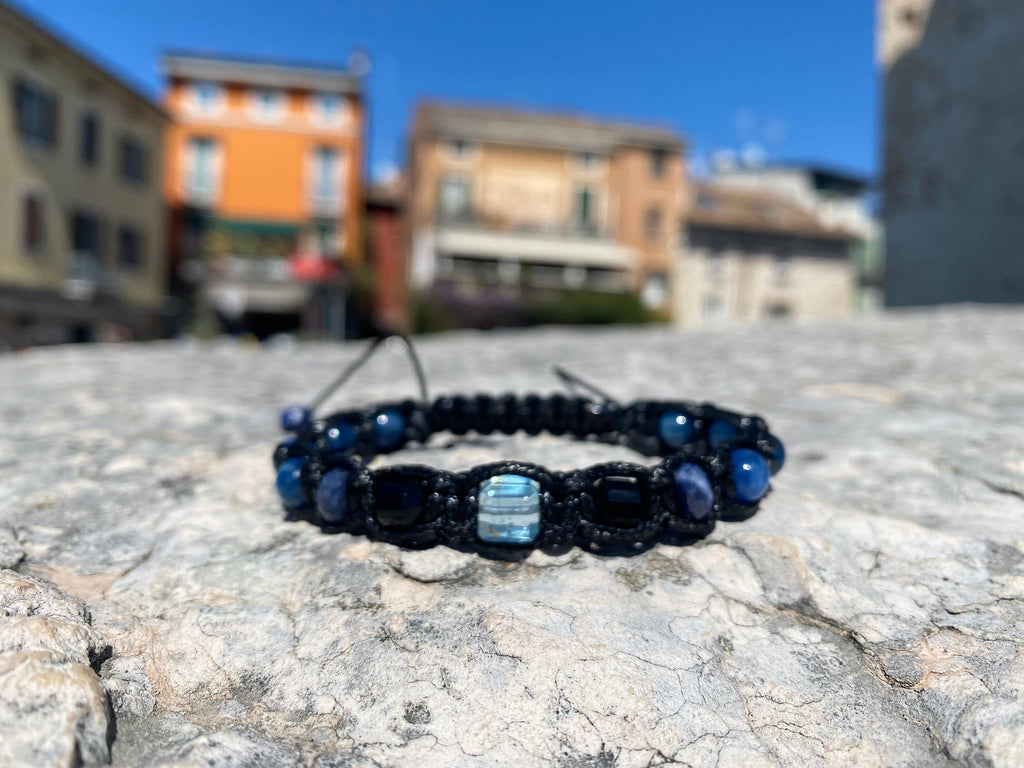 Premium Men's Bracelet. Blue Topaz, Black Tourmaline, Kyanite and Sodalite. Adjustable Bracelet for Men.