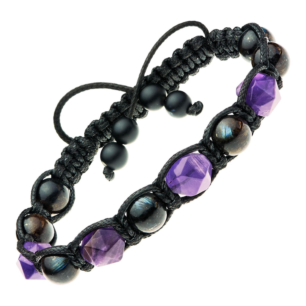 Amethyst • Unisex Bracelet for Men and Women. Men's Bracelet. Purple-black stones, 8 mm beaded bracelet for him. Gift for dad