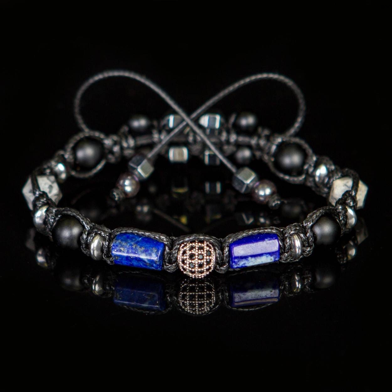 Men’s Protection Bracelet with Lapis Lazuli, Onyx, Hematite & Jasper – Clarity, Stability, Inner Strength Gift for son