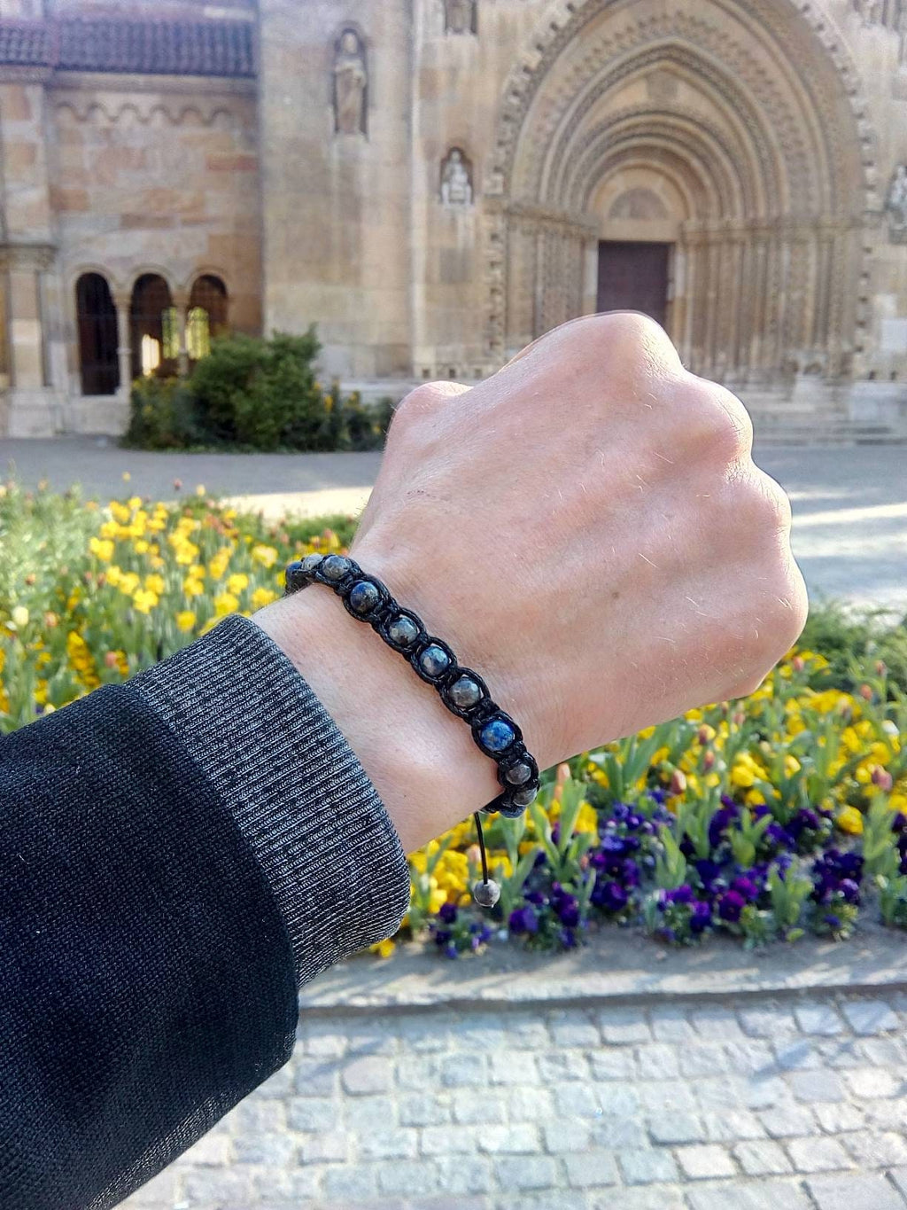 Real Sapphire Bracelet, Men's Lapis Lazuli Bracelet, Adjustable Men's Gemstone Bracelet, Husband Gift.