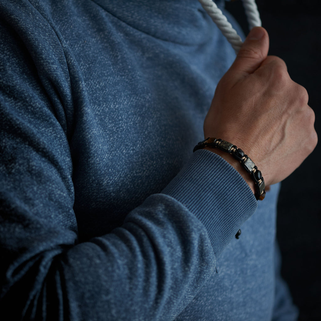 Attract Wealth with Men's Pyrite Bracelet | Black Tourmaline Jewelry | Energy of Abundance