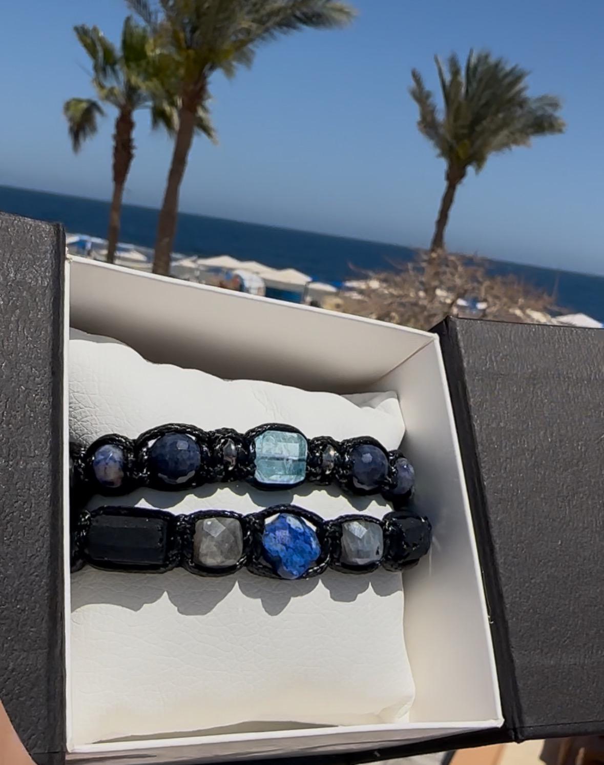 Lapis Lazuli Bracelet for Men: Labradorite, Black Tourmaline Protection Jewelry