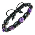 Mens Amethyst Arfvedsonite Bracelet • Spiritual Gemstone Macrame Jewelry