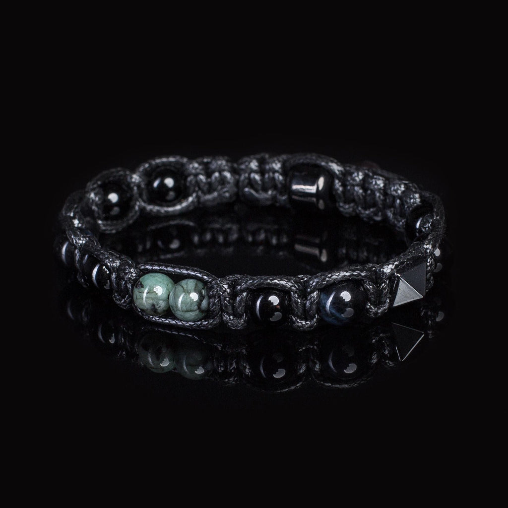 Men's bracelet with emerald, black tourmaline, hematite, blue tiger's eye. Bracelets • Matching bracelet.