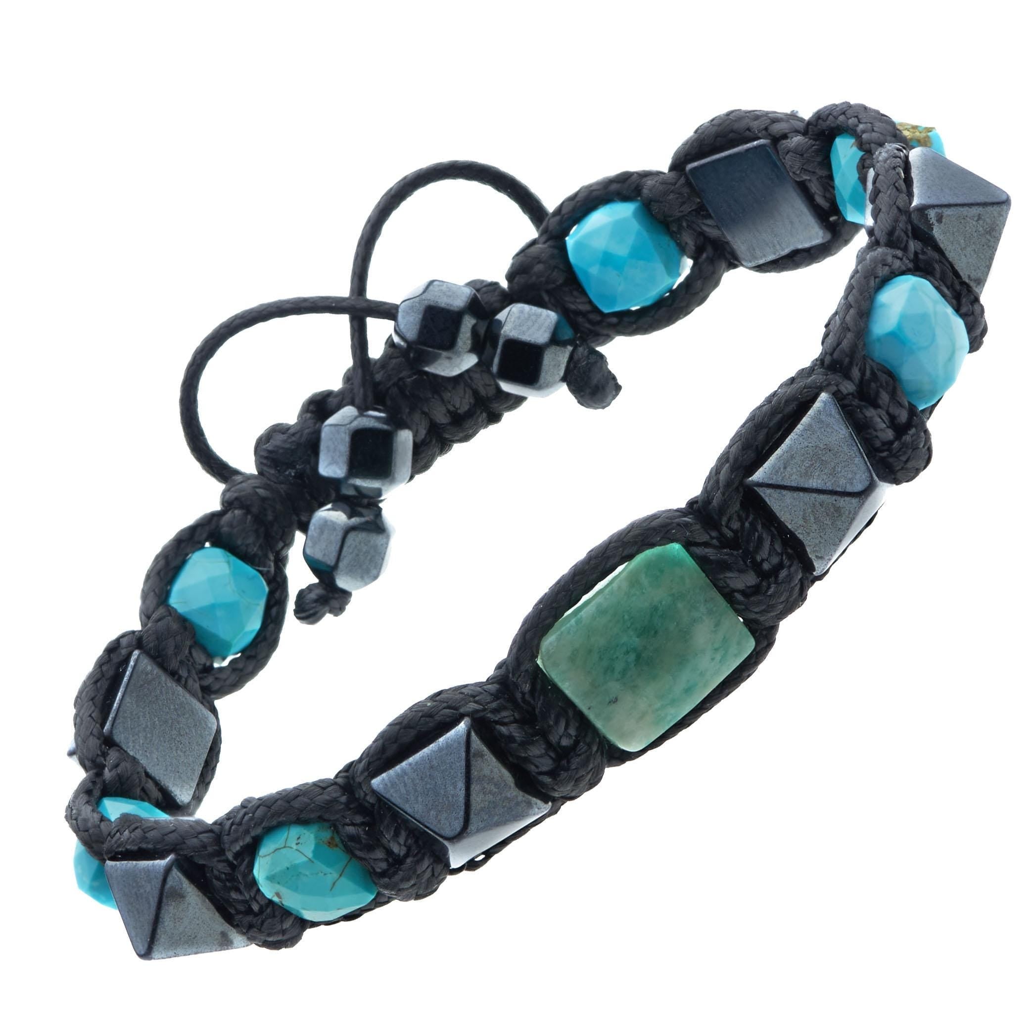 Men’s Turquoise Bracelet with Amazonite  Hematite, Protection and Strength, Anxiety Relief, Handmade Gift for Boyfriend Husband